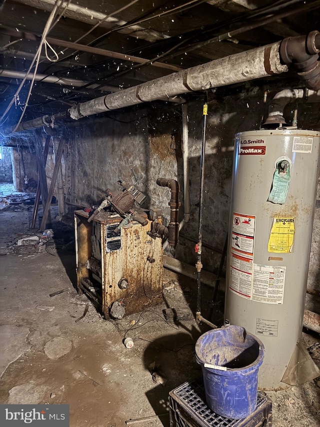 basement with gas water heater