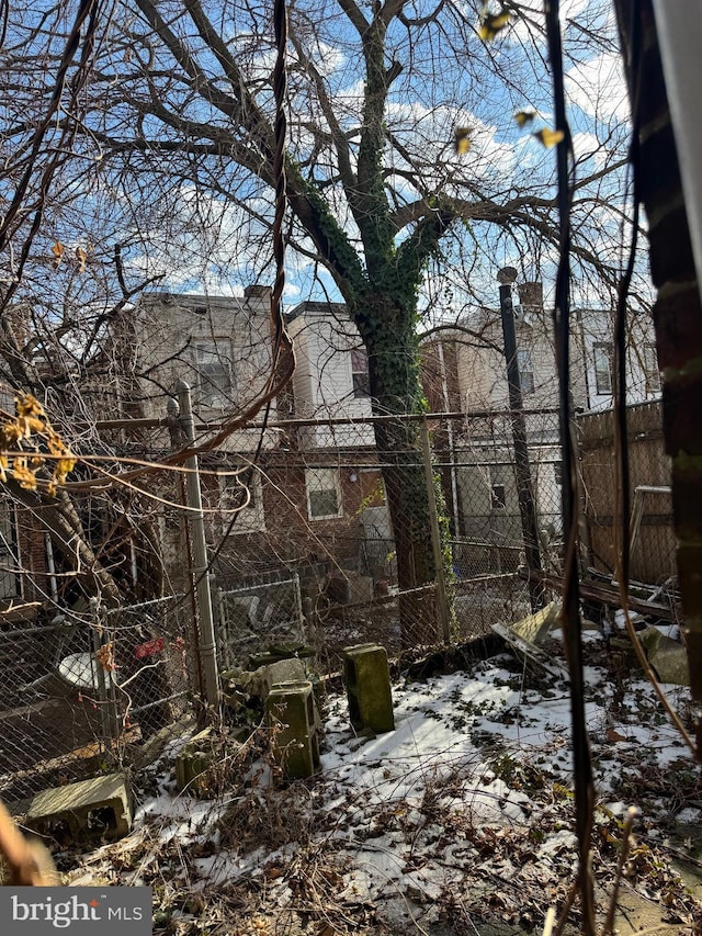 view of snow covered land