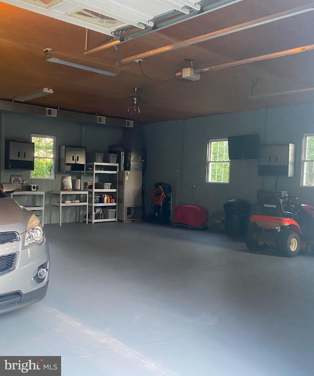 garage with a garage door opener