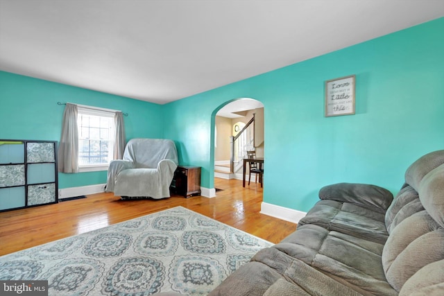 living room featuring light hardwood / wood-style floors