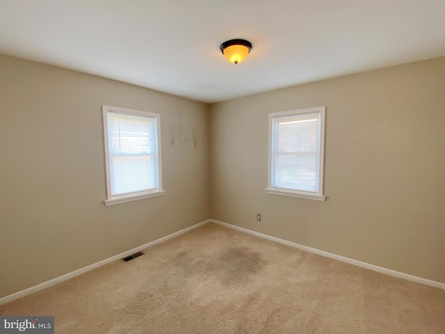 empty room with light carpet and a wealth of natural light