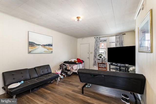 living room with wood finished floors