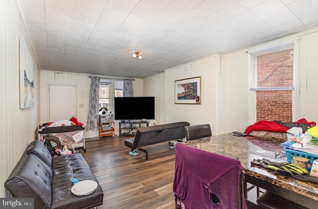 living area featuring wood finished floors