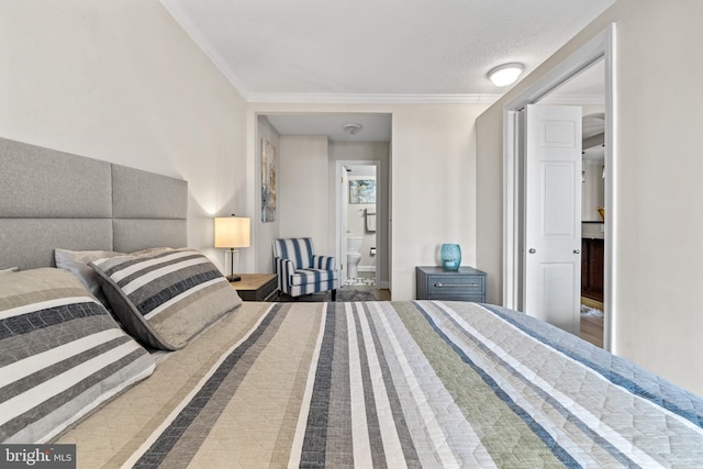 bedroom with ornamental molding