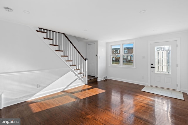 entryway featuring dark hardwood / wood-style floors