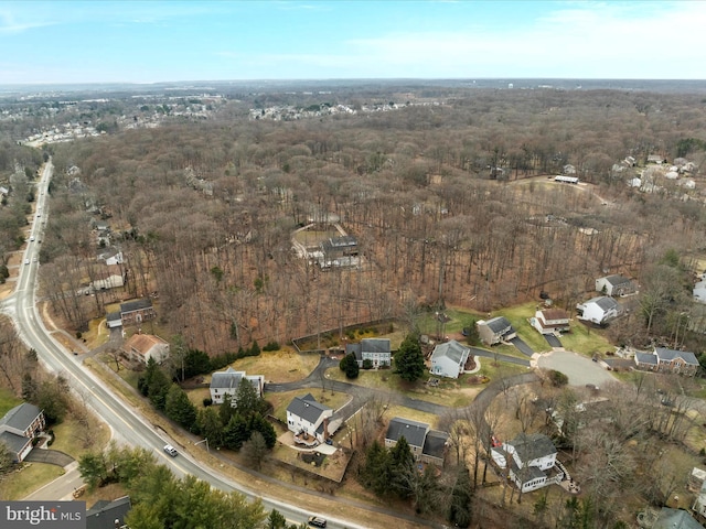 drone / aerial view with a forest view