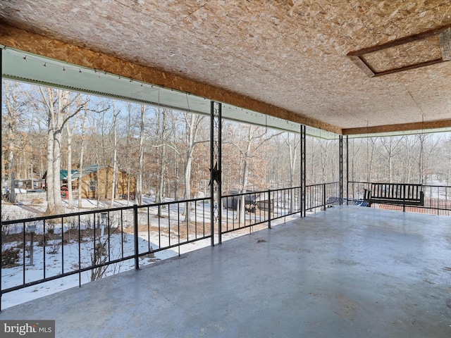 view of snow covered patio