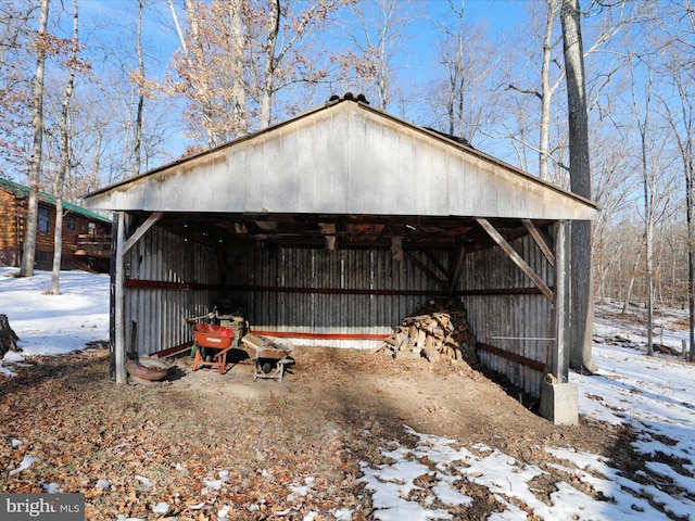 view of snow covered structure