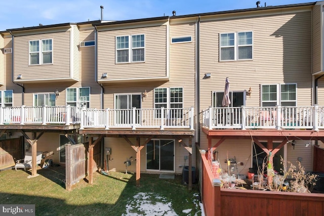 back of property featuring central air condition unit