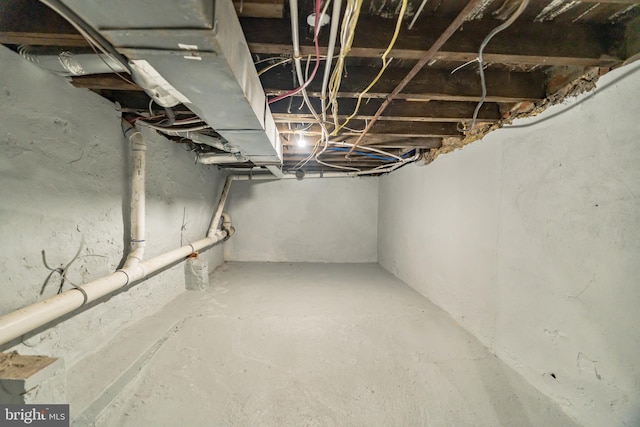 view of unfinished basement