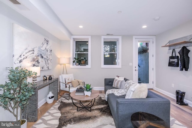 living room featuring light hardwood / wood-style floors