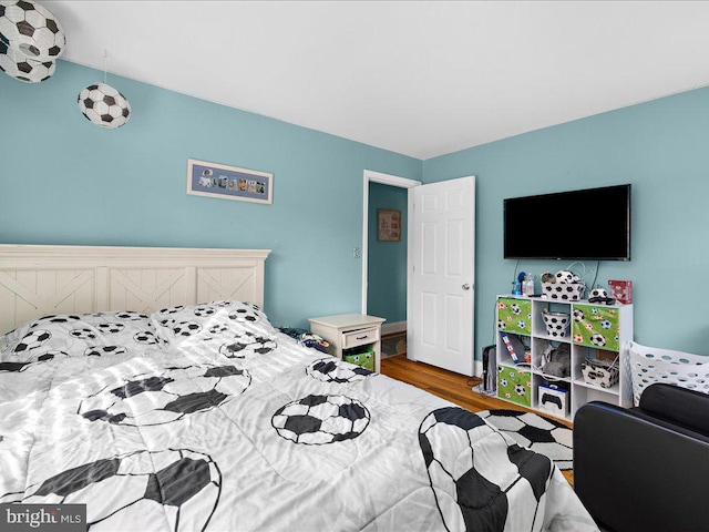 bedroom featuring wood-type flooring