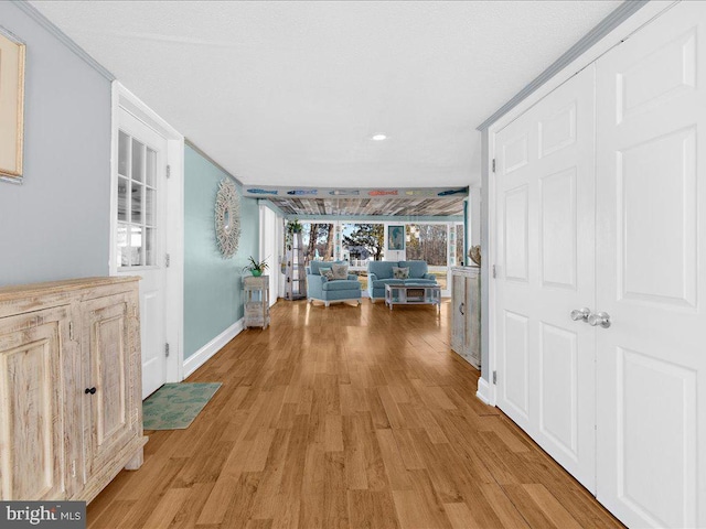 hall featuring light wood-type flooring