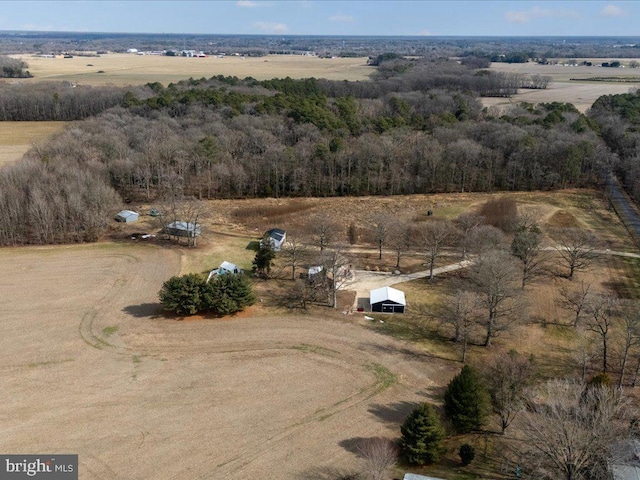 aerial view with a rural view