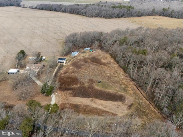 drone / aerial view with a rural view