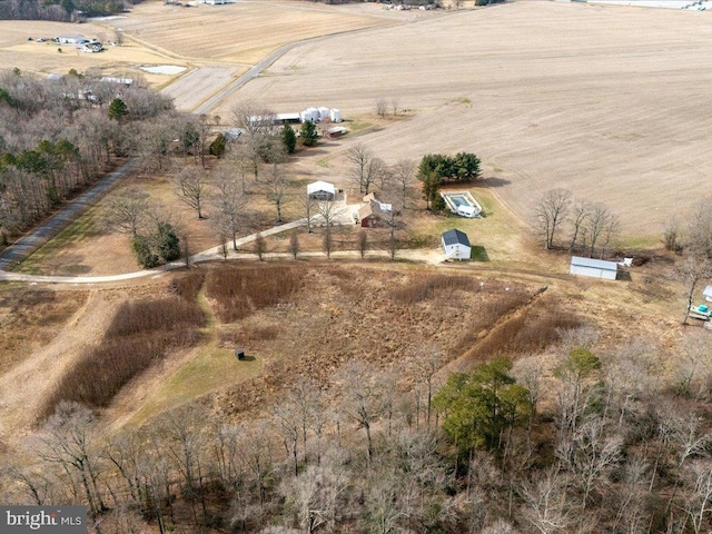 aerial view featuring a rural view