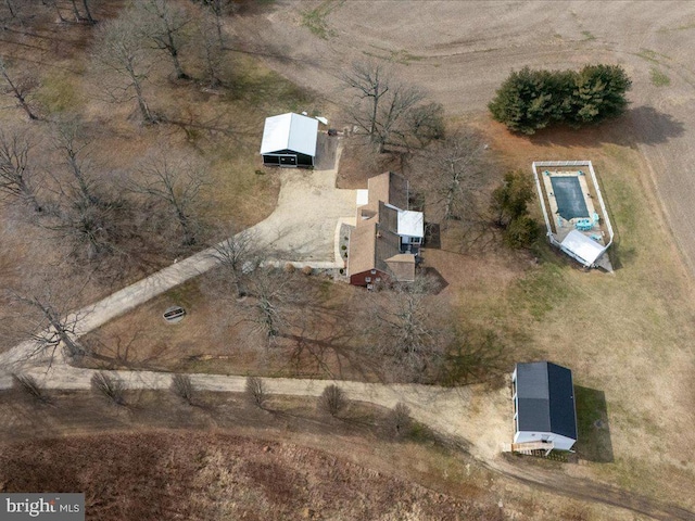 bird's eye view with a rural view