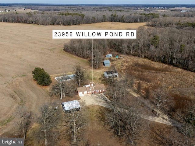 aerial view with a rural view