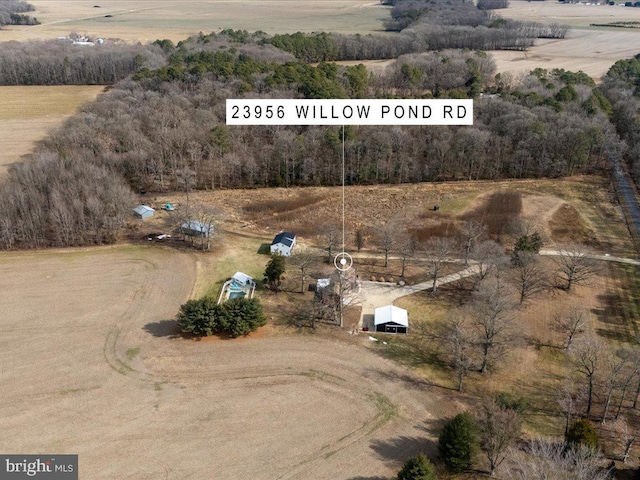 bird's eye view with a rural view