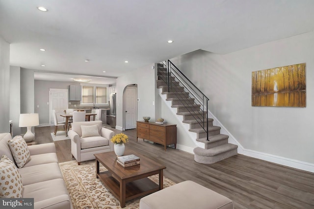 living room featuring hardwood / wood-style flooring