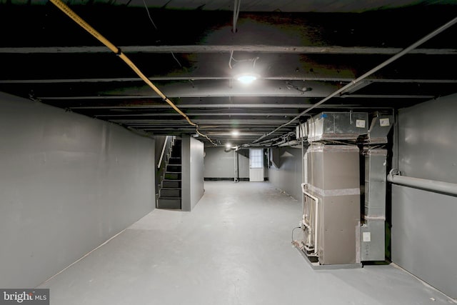 basement with heating unit