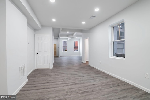 hall featuring dark hardwood / wood-style floors