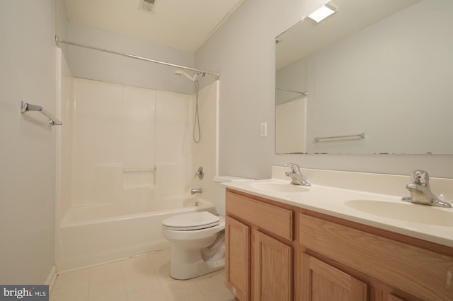 full bathroom featuring vanity, toilet, and shower / bathing tub combination