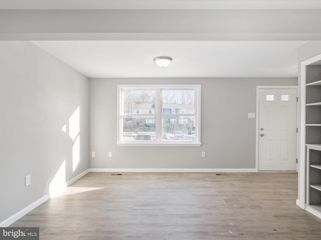 interior space with light hardwood / wood-style flooring