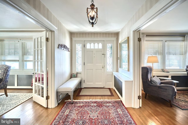 entrance foyer with wood-type flooring and a wealth of natural light