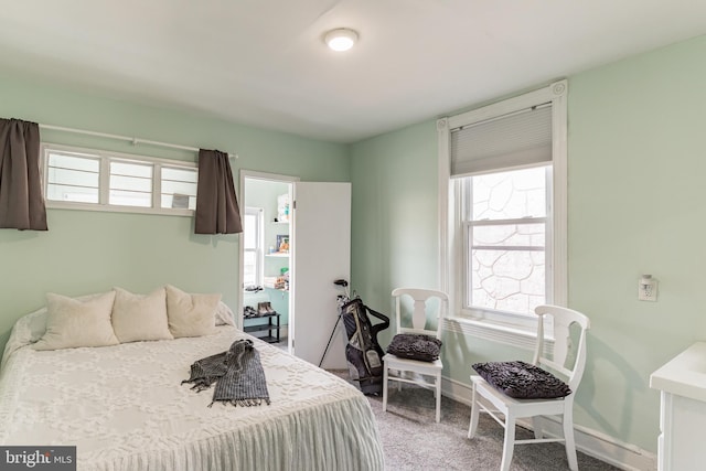 bedroom featuring carpet and multiple windows