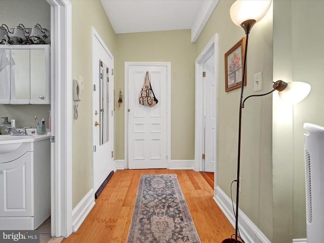 entryway with light wood-type flooring