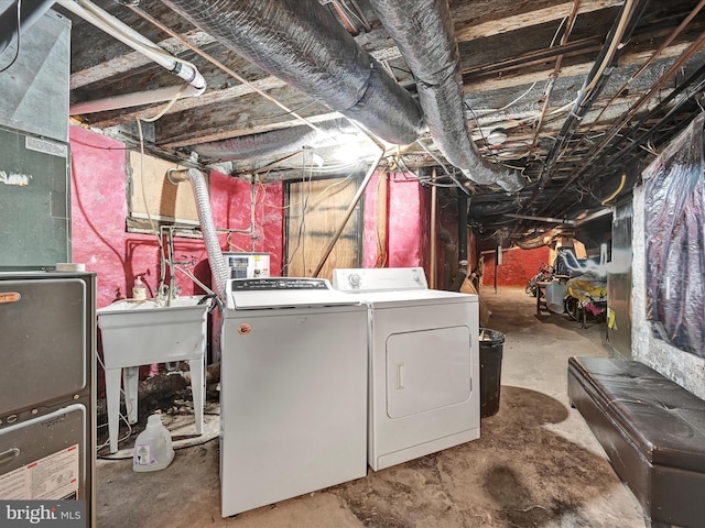 basement featuring separate washer and dryer