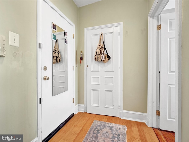 doorway featuring light wood-type flooring