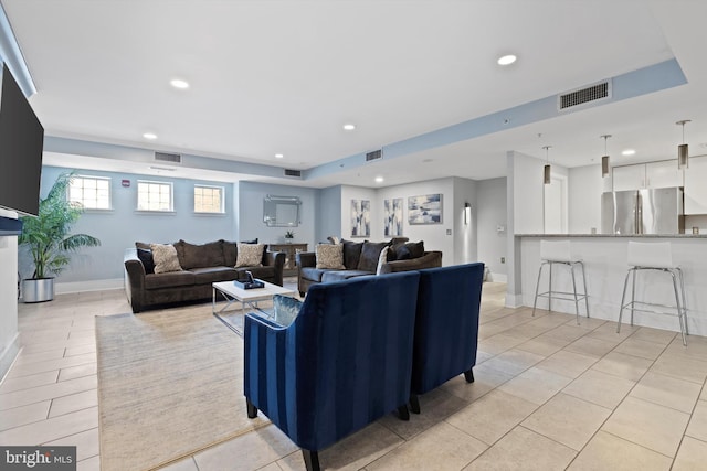 view of tiled living room