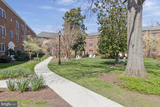 view of home's community with a lawn