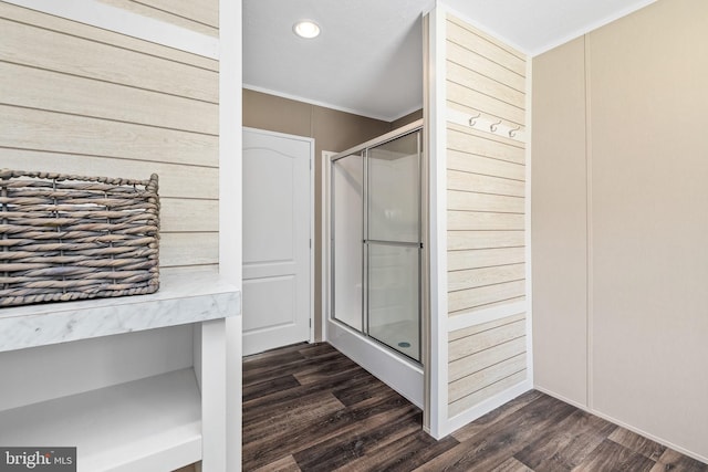 bathroom featuring hardwood / wood-style flooring