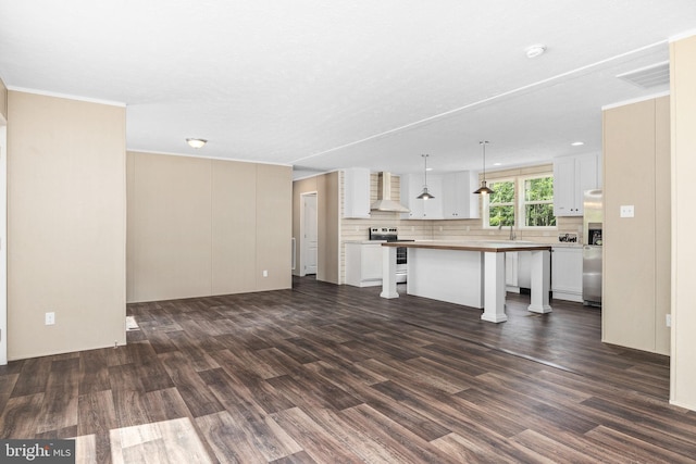 unfurnished living room featuring dark hardwood / wood-style floors