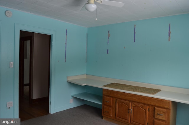 mudroom featuring ceiling fan