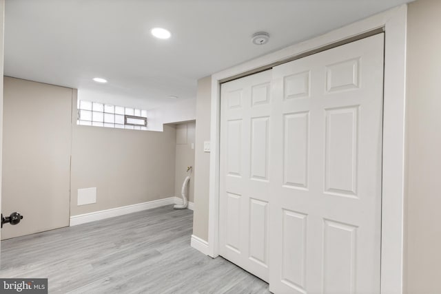 interior space with light hardwood / wood-style flooring