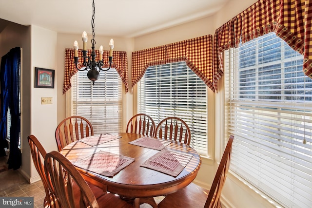 dining room featuring a chandelier