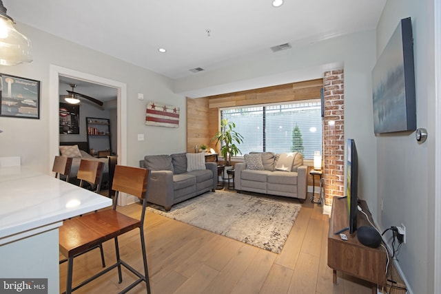 living room featuring light hardwood / wood-style floors