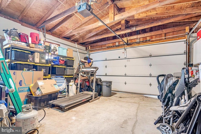 garage with a garage door opener