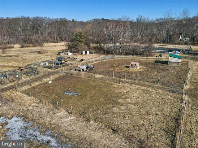 bird's eye view with a rural view