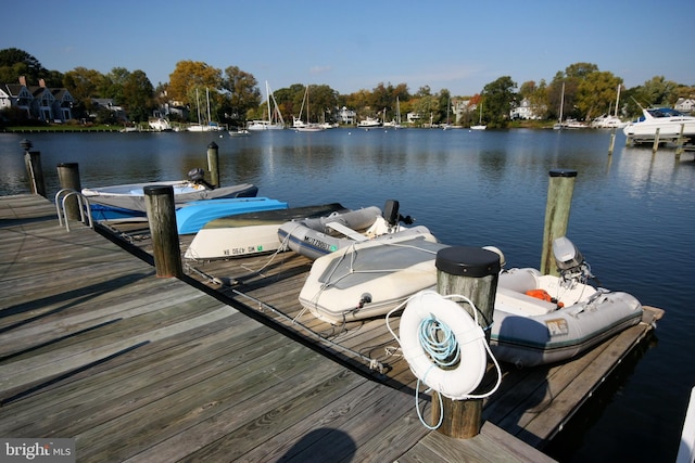 dock area featuring a water view