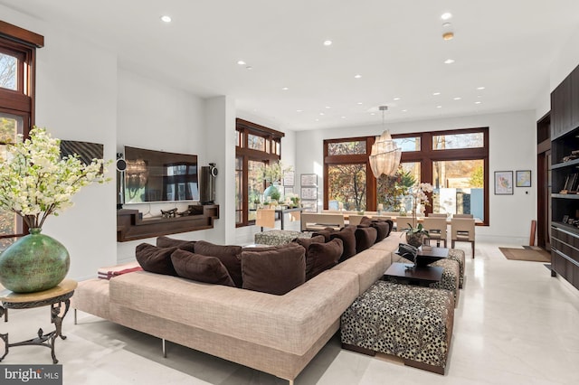 living room featuring a wealth of natural light