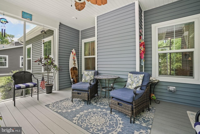 deck featuring ceiling fan