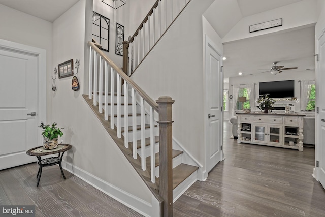 staircase featuring hardwood / wood-style floors