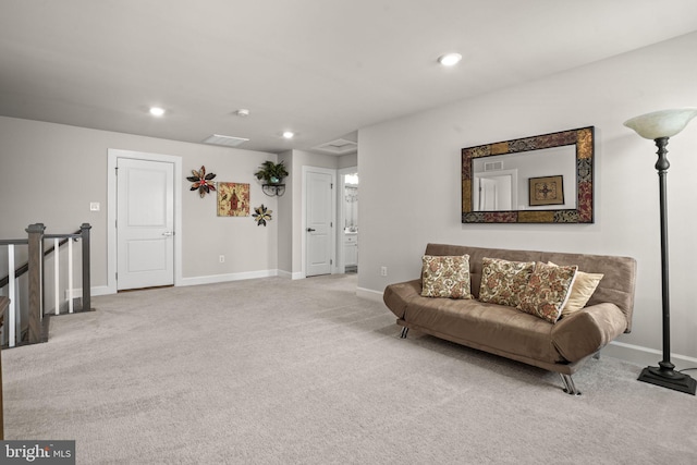 sitting room with light carpet