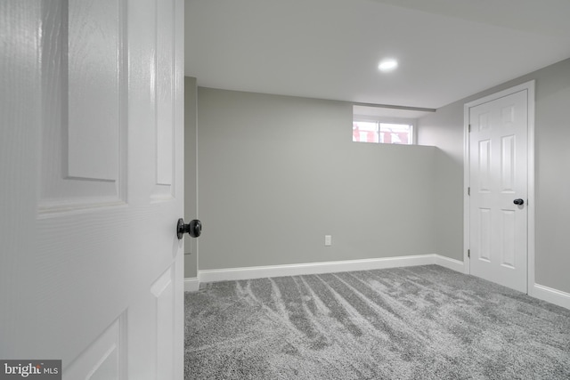 basement with carpet