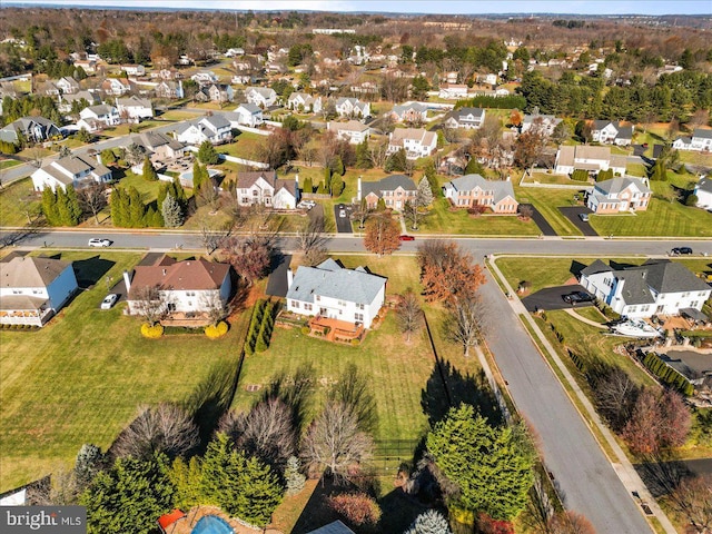 aerial view with a residential view